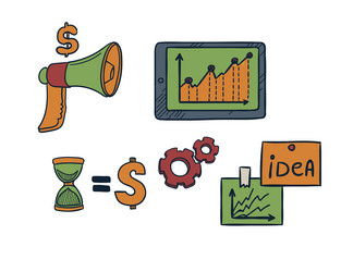 set of marketing idea generating and time vector image