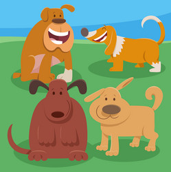 Cute cartoon dogs animal characters group vector