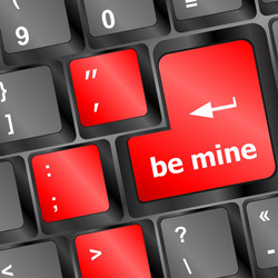 Be mine words on keyboard enter key vector