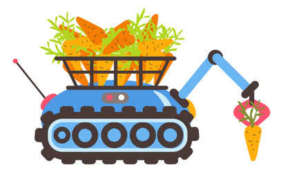 funny blue robot farming machine futuristic vector