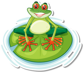 cute exotic frog cartoon sticker on white Vector Image