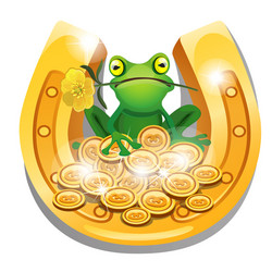 Golden Horseshoe, Coins & Frog Vector Image
