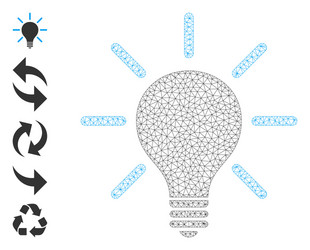 polygonal network light bulb icon with simple vector image