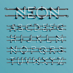 realistic neon font with wires and console vector image