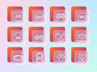 set line virtual reality 3d modeling 360 degree vector image