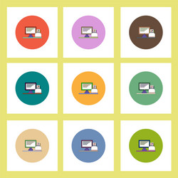 flat icons set of business pie chart report vector image