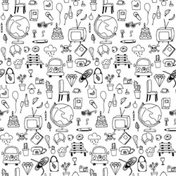Hand-Drawn Everyday Objects Pattern vector image