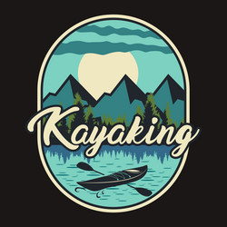 kayaking vintage badge sticker and t-shirt design vector