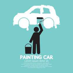 Man painting car on wall symbol vector