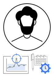profile avatar with project timeline analytics vector image