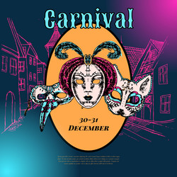 venetian carnival mask composition poster Vector Image