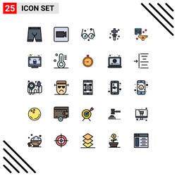 25 user interface filled line flat color pack vector image