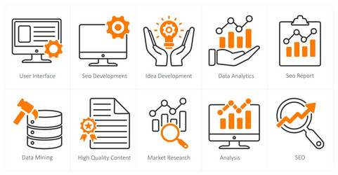 a set of 10 seo icons as user interface vector image