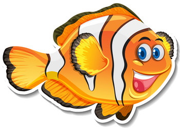 cute clownfish cartoon character sticker vector