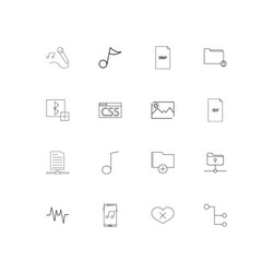 files and folders sign simple linear icons set vector image