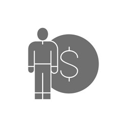 man with coin grey fill icon finance payment vector image