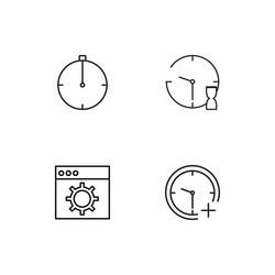 time linear icons set simple outline vector image