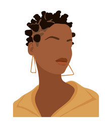 Abstract black woman portrait for female print vector