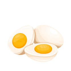 boiled half sliced chicken eggs vector