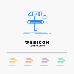 build design develop tool tools 5 color line web vector image