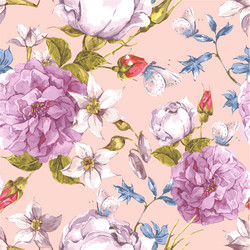Floral Rose Seamless Pattern Vector Image