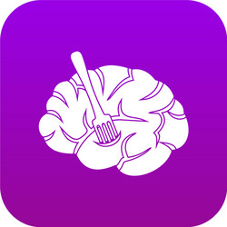 fork is inserted into brain icon digital vector image