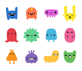 hand drawn children cute little doodle monsters Vector Image