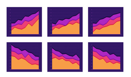 Set abstract graph line go up and down concept vector