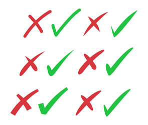 set of check marks and cross vector image