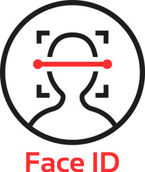 Face id scanner logo with check mark Royalty Free Vector