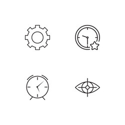 time linear icons set simple outline vector image