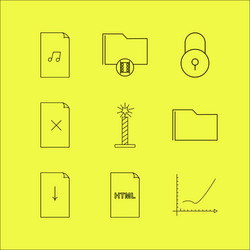 files and folders linear icon set simple outline vector image