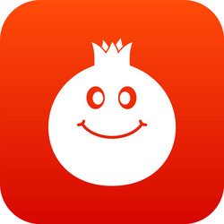 ripe smiling pomegranate fruit icon digital red vector