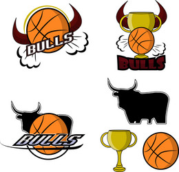 Sets retro bulls logo vector