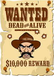 Wanted outlaw poster wild west vector