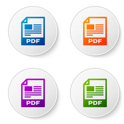 color pdf file document icon download button vector image