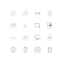 files and folders sign simple linear icons set vector image