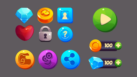game ui icons and interface design elements vector image