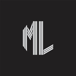 ml ogo monogram with outline style linked vector image