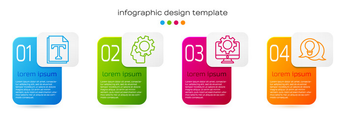 set line text file document human head with gear vector image
