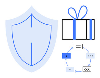 shield gift box with bow and circular process vector image