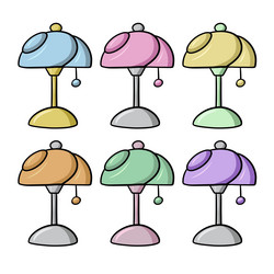 A set of different colored elegant table lamp vector