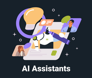 ai assistants robot interacting with users digital vector image