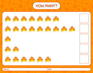 how many counting game with candy corn worksheet vector image
