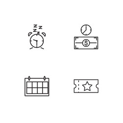 time linear icons set simple outline vector image