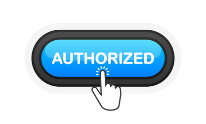 authorized button object 3d design element vector image