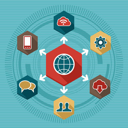Global Network Icon Set vector image