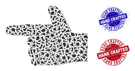 hand pointer left mosaic of shards with vector image