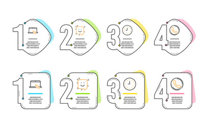 portable computer smile and clock icons set call vector image