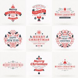 set of merry christmas and happy new year Vector Image